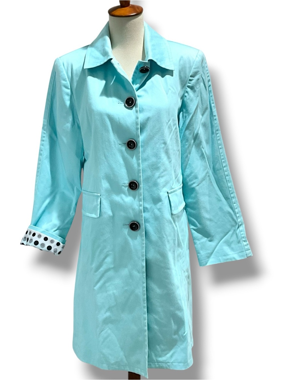 Pendleton Polka Dot Lined Baby Blue Trench Coat Women’s Size 6